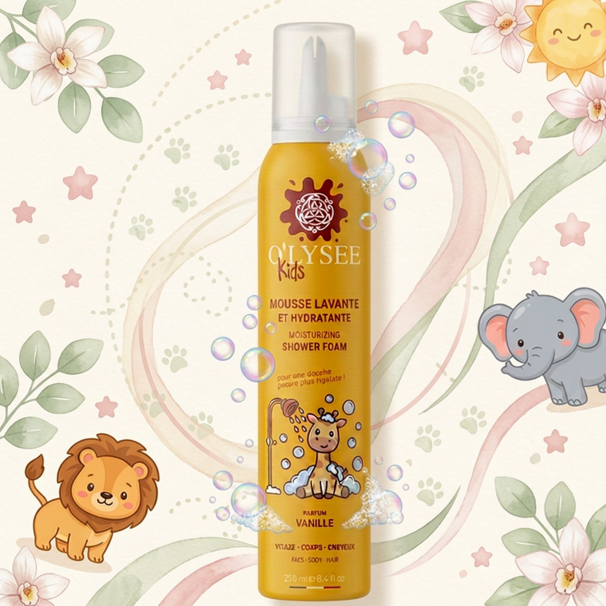 Mousse lavante hydratante 3 en 1 Vanille 250ml